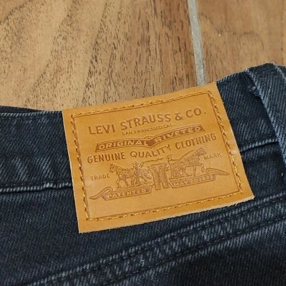 Levi 32 Ribcage shorts high waist cutoff black denim jean - Picture 9 of 9